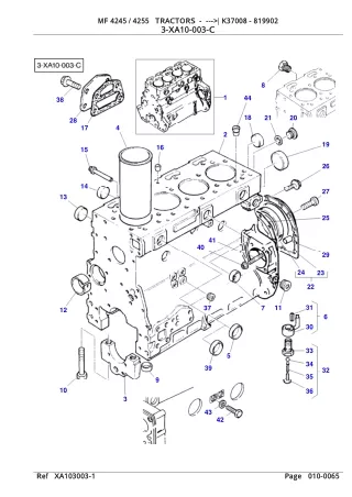 Massey Ferguson 4245 TRACTORS (-- K37008) Service Parts Catalogue Manual (Part Number  819902)