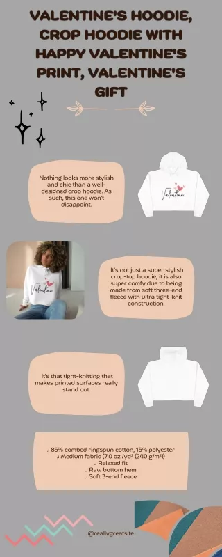 Valentine's Hoodie, Crop Hoodie with Happy Valentine's Print, Valentine's Gift