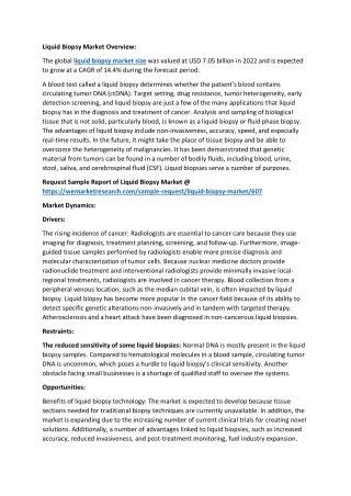 Liquid Biopsy Market Overview Report 2030