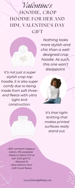 Valentine's  Hoodie, Crop Hoodie for Her and Him, Valentine's Day Gift