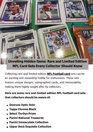 Unveiling Hidden Gems: Rare and Limited Edition NFL Card Sets Every Collector