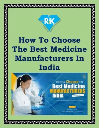 How To Choose The Best Medicine Manufacturers In India
