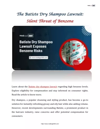 The Batiste Dry Shampoo Lawsuit: Silent Threat of Benzene