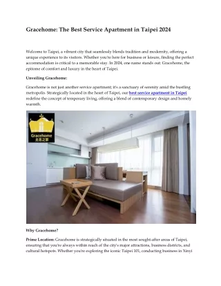 Best Service Apartment in Taipei