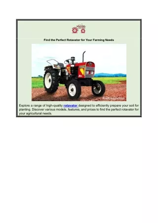 Find the Perfect Rotavator for Your Farming Needs