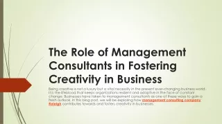 The Role of Management Consultants in Fostering Creativity in Business