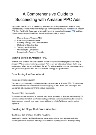 A Comprehensive Guide to Succeeding with Amazon PPC Ads - Google Docs