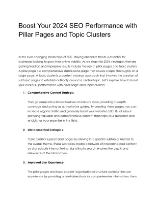 Boost Your 2024 SEO Performance with Pillar Pages and Topic Clusters
