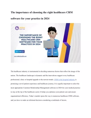 The importance of choosing the right healthcare CRM software for your practice in 2024