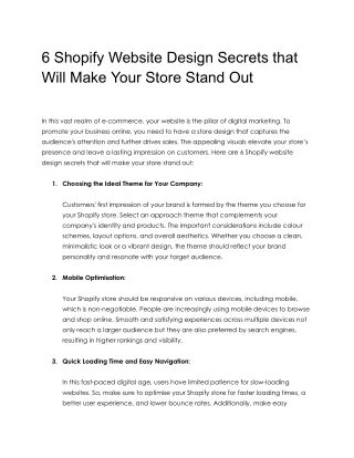 6 Shopify Website Design Secrets that will make your Store Stand Out