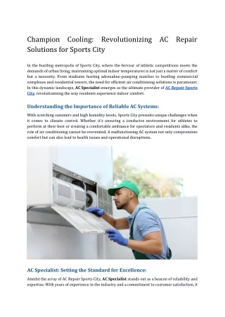 Champion Cooling_ Revolutionizing AC Repair Solutions for Sports City