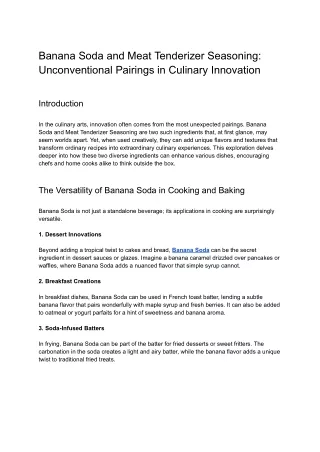 Banana Soda and Meat Tenderizer Seasoning_ Unconventional Pairings in Culinary Innovation