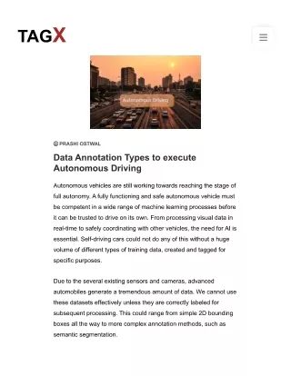 Data Annotation Types to execute Autonomous Driving