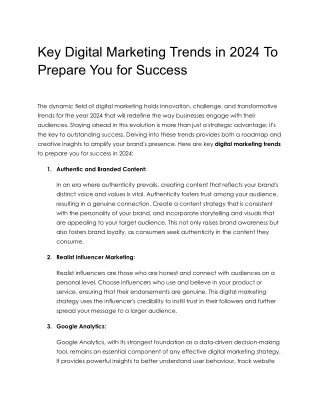 Key Digital Marketing Trends in 2024 To Prepare You for Success