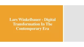 Lars Winkelbauer - Digital Transformation In The Contemporary Era