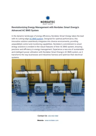 Revolutionizing Energy Management with Nordatec Smart Energy's Advanced AC BMS S