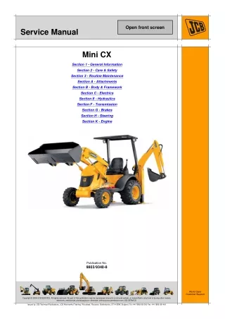 JCB Mini CX Backhoe Loader Service Repair Manual SN：M1042000 Onwards