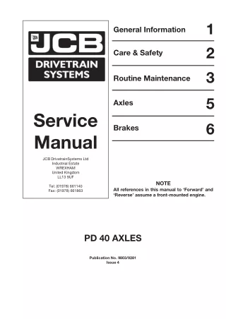 JCB PD40 Axles Service Repair Manual