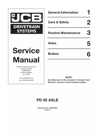 JCB PD55 Axles Service Repair Manual