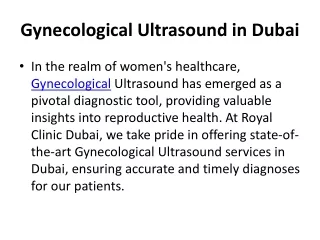 Gynecological Ultrasound in Dubai