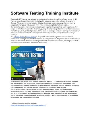 Software Testing Training Institute