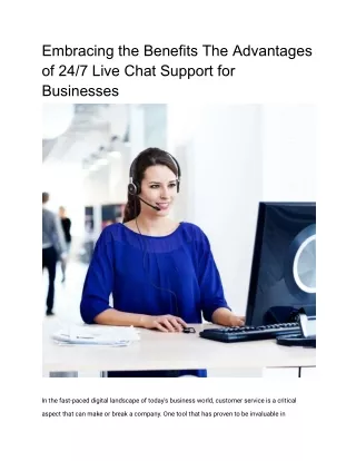 Embracing the Benefits The Advantages of 24_7 Live Chat Support for Businesses