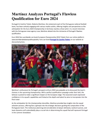 Martínez Analyzes Portugal's Flawless Qualification for Euro 2024