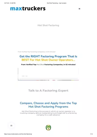 Hot Shot Factoring - max truckers