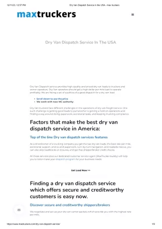 Dry Van Dispatch Service in the USA - max truckers