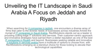 Unveiling the IT Landscape in Saudi Arabia A Focus on Jeddah and Riyadh