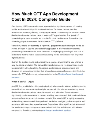 How Much OTT App Development Cost In 2024_ Complete Guide