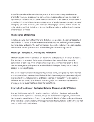 From Massage to Mindfulness : Holistico's Guide to Complete Wellness