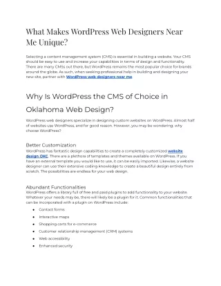 What Makes WordPress Web Designers Near Me Unique