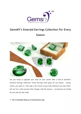 GemsNY Emerald Earrings Collection: Every Season!