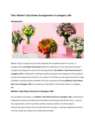 Mother’s Day Flower Arrangements in Lexington, MA