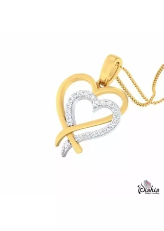 Beautiful Gold And Diamond Heart Pendent by Dishis Designer Jewellery