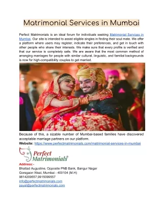 Matrimonial Services in Mumbai