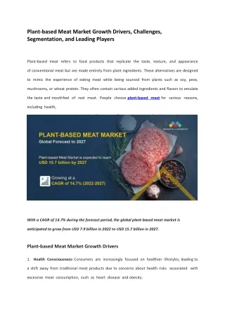 Plant-based Meat Market Growth Drivers, Challenges, and Leading Players