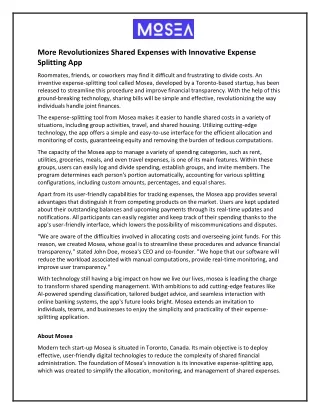 More Revolutionizes Shared Expenses with Innovative Expense Splitting App