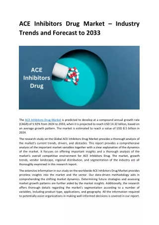 ACE inhibitors drug Market Size & Share Analysis