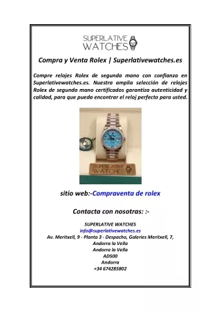 Compra y Venta Rolex Superlativewatches.es