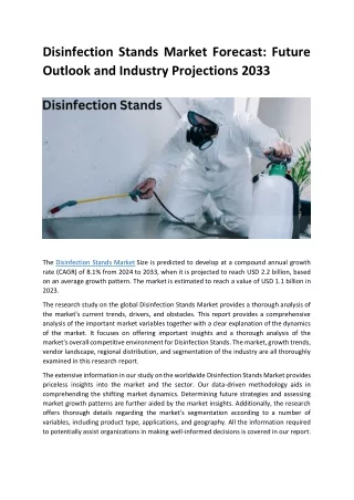 Disinfection Stands Market With Trend Shows a Rapid Growth