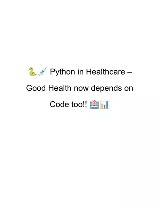 Python in Healthcare