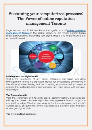 The Power of online reputation management Toronto