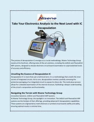 Take Your Electronics Analysis to the Next Level with IC Decapsulation