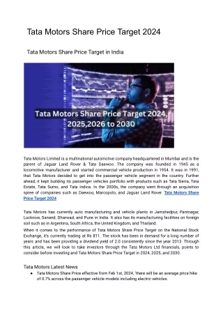 Tata Motors Share Price Target 2024