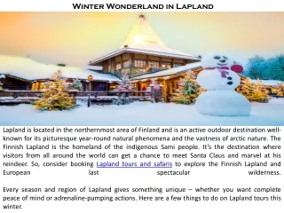 Winter Wonderland in Lapland