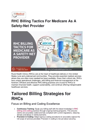 RHC Billing Tactics For Medicare As A Safety