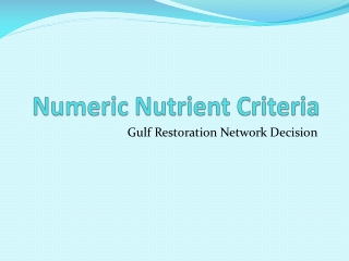 Numeric Nutrient Criteria