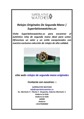 Relojes Originales De Segunda Man Superlativewatches.es